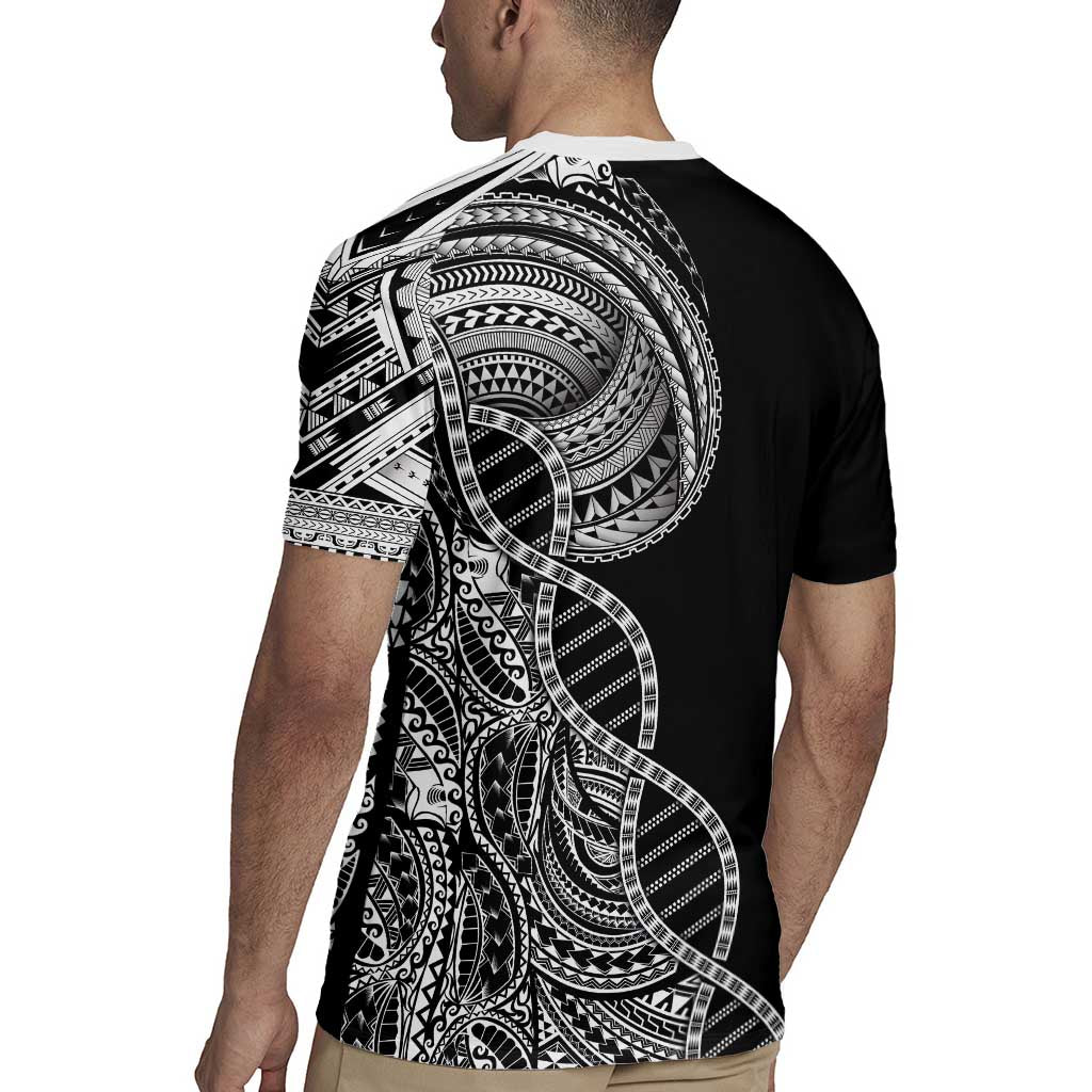 Samoan DNA Art Tattoo Rugby Jersey Polynesian Pattern Black Color LT03