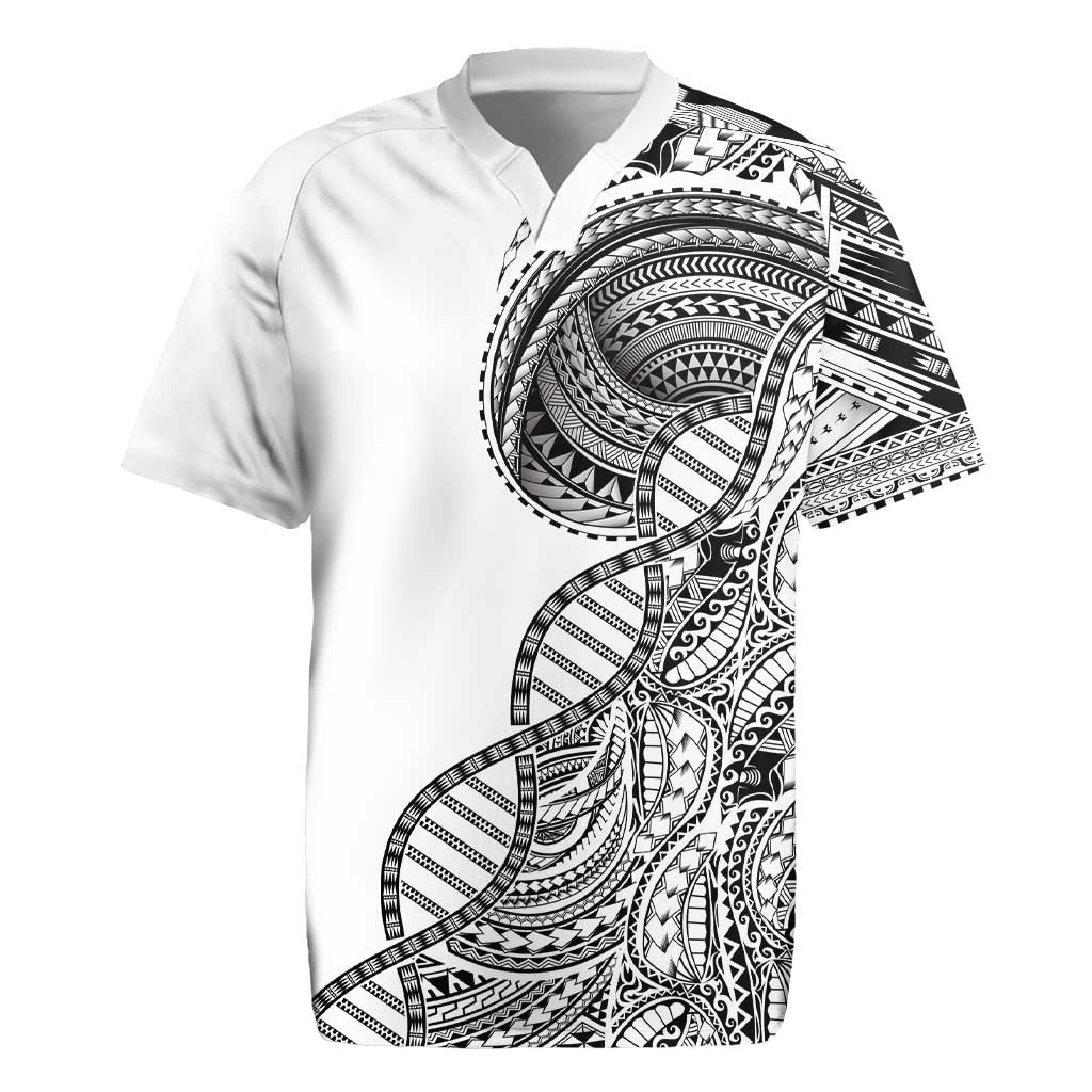Samoan DNA Art Tattoo Rugby Jersey Polynesian Pattern White Color LT03