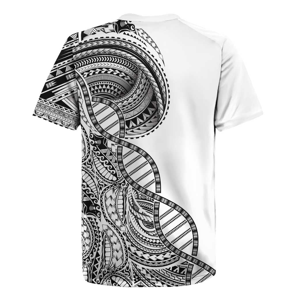 Samoan DNA Art Tattoo Rugby Jersey Polynesian Pattern White Color LT03