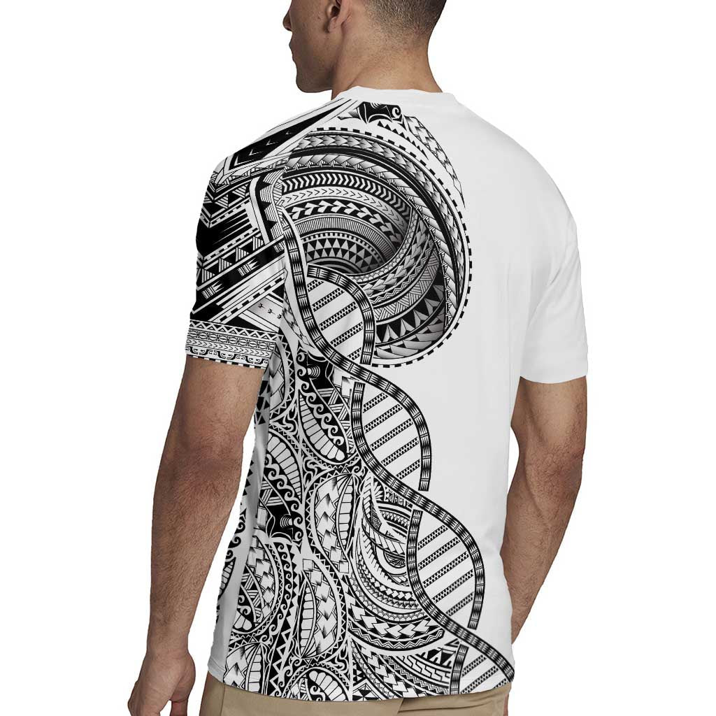 Samoan DNA Art Tattoo Rugby Jersey Polynesian Pattern White Color LT03