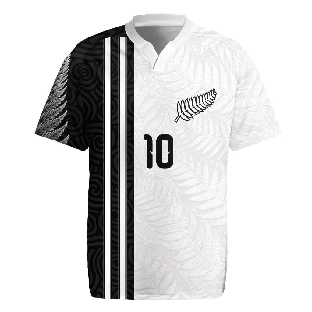 Custom New Zealand Football Rugby Jersey Silver Fern and Maori Tribal Black White Half Sporty Style LT03