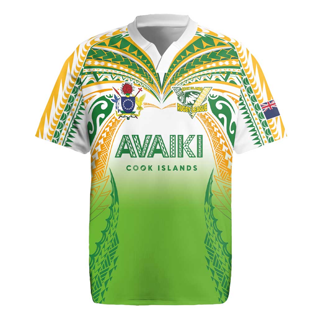 Custom Cook Islands Rugby League Rugby Jersey Avaiki Tatau Tribal Motifs White Color LT03