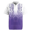 Philippines Barong Style Rugby Jersey with Polynesian Art and Leaf Motif Purple Color LT03