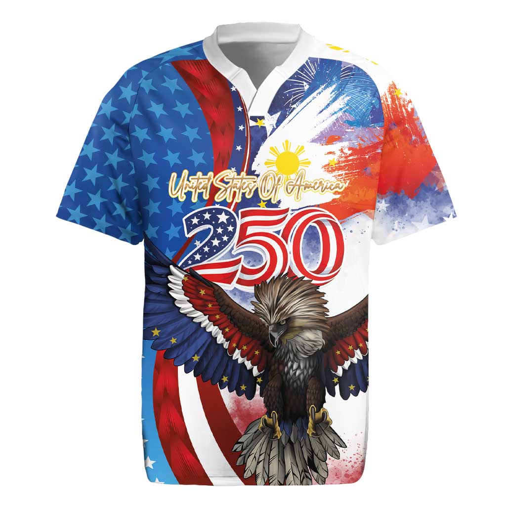 Philippines and United States Semiquincentennial Rugby Jersey Eagle and National Flag Style LT03