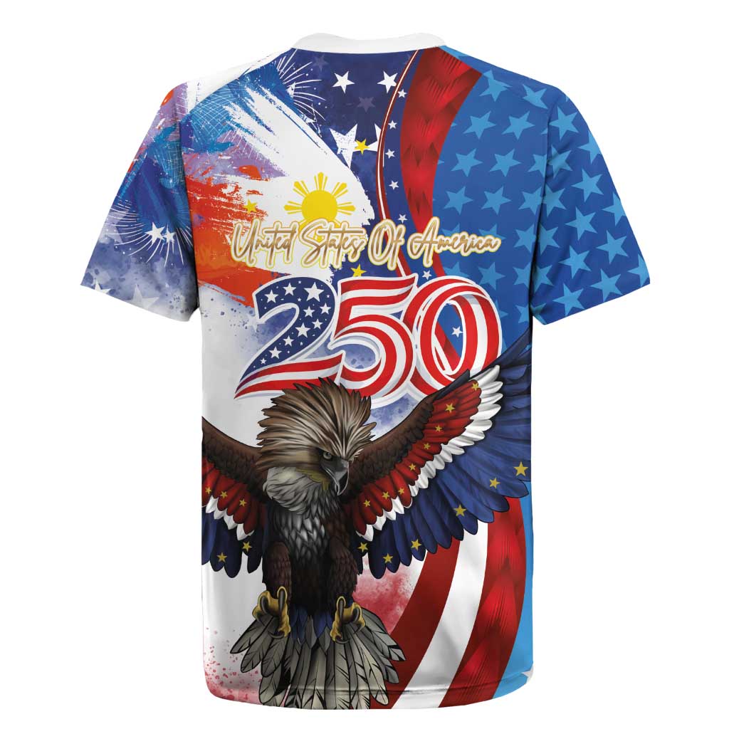 Philippines and United States Semiquincentennial Rugby Jersey Eagle and National Flag Style LT03