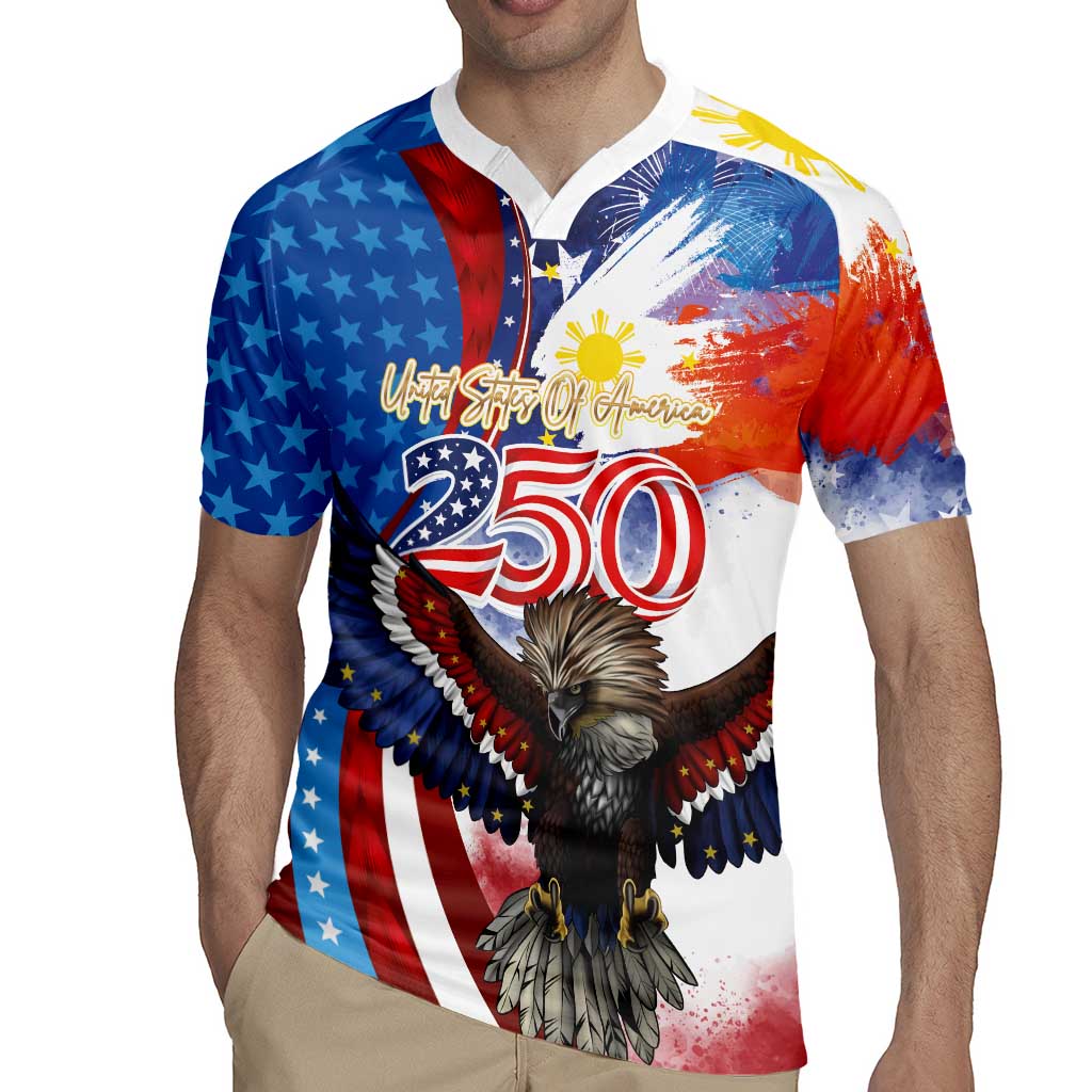 Philippines and United States Semiquincentennial Rugby Jersey Eagle and National Flag Style LT03