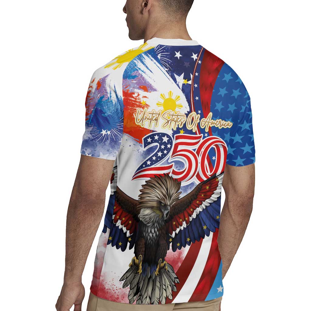 Philippines and United States Semiquincentennial Rugby Jersey Eagle and National Flag Style LT03
