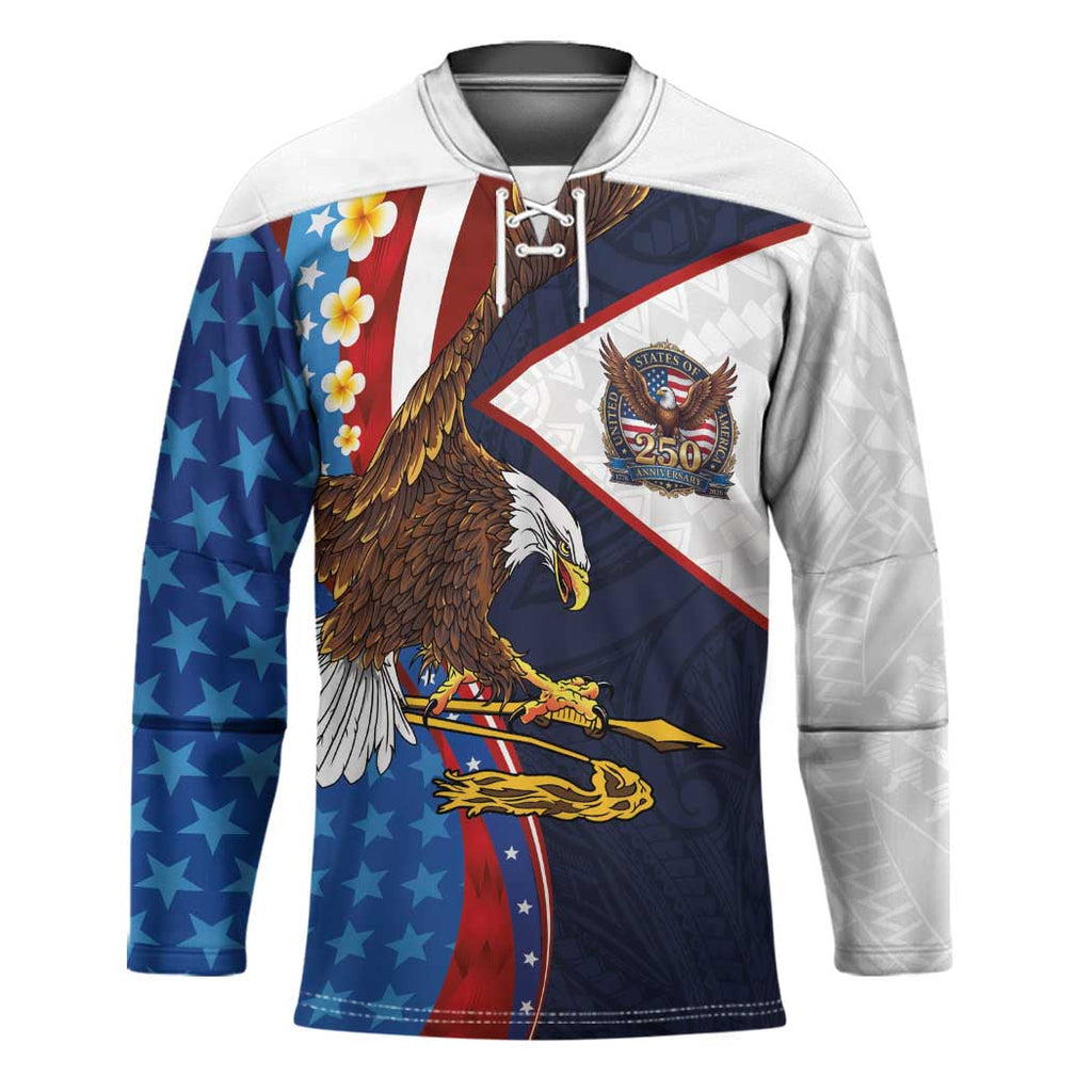 American Samoa and United States Semiquincentennial Hockey Jersey Bald Eagle with National Flag Style LT03