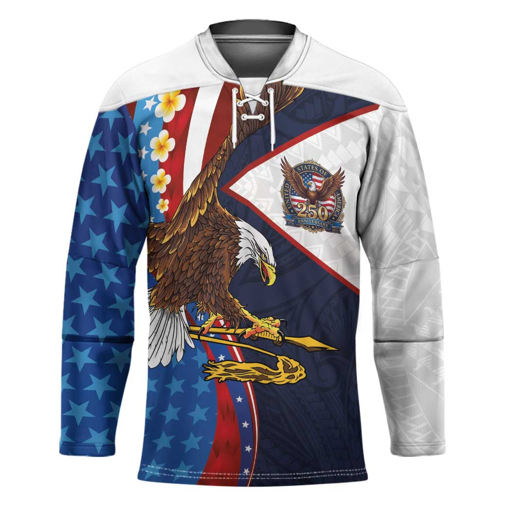 American Samoa and United States Semiquincentennial Hockey Jersey Bald Eagle with National Flag Style LT03