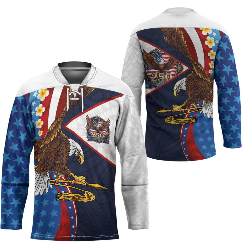 American Samoa and United States Semiquincentennial Hockey Jersey Bald Eagle with National Flag Style LT03
