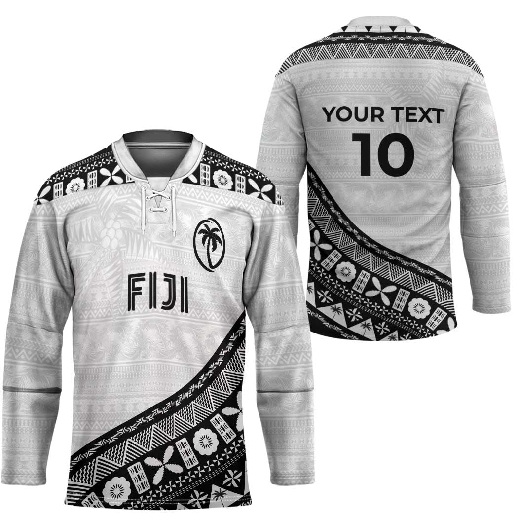 Custom Fijian Rugby Hockey Jersey Tapa Pattern and Palm Tree Tribal LT03