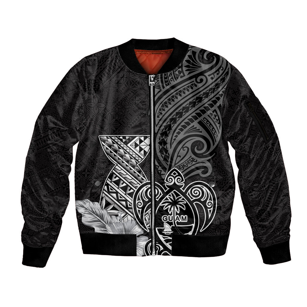 Guam Latte Stone Chamorro Culture Sleeve Zip Bomber Jacket Tapa Pattern LT03