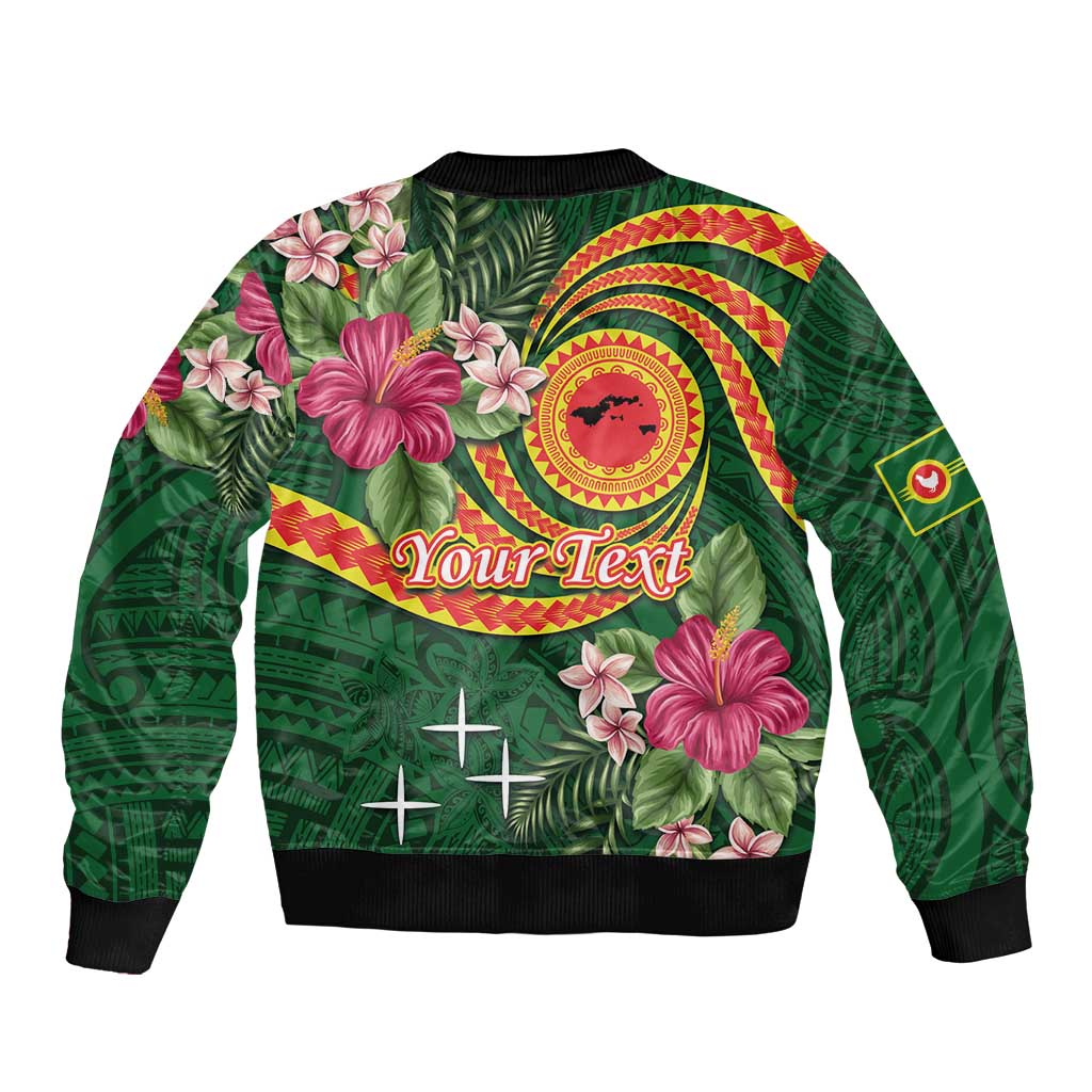 Personalised Manuʻa Islands Bomber Jacket Polynesian Art Tattoo Style and Tropical Plants LT03