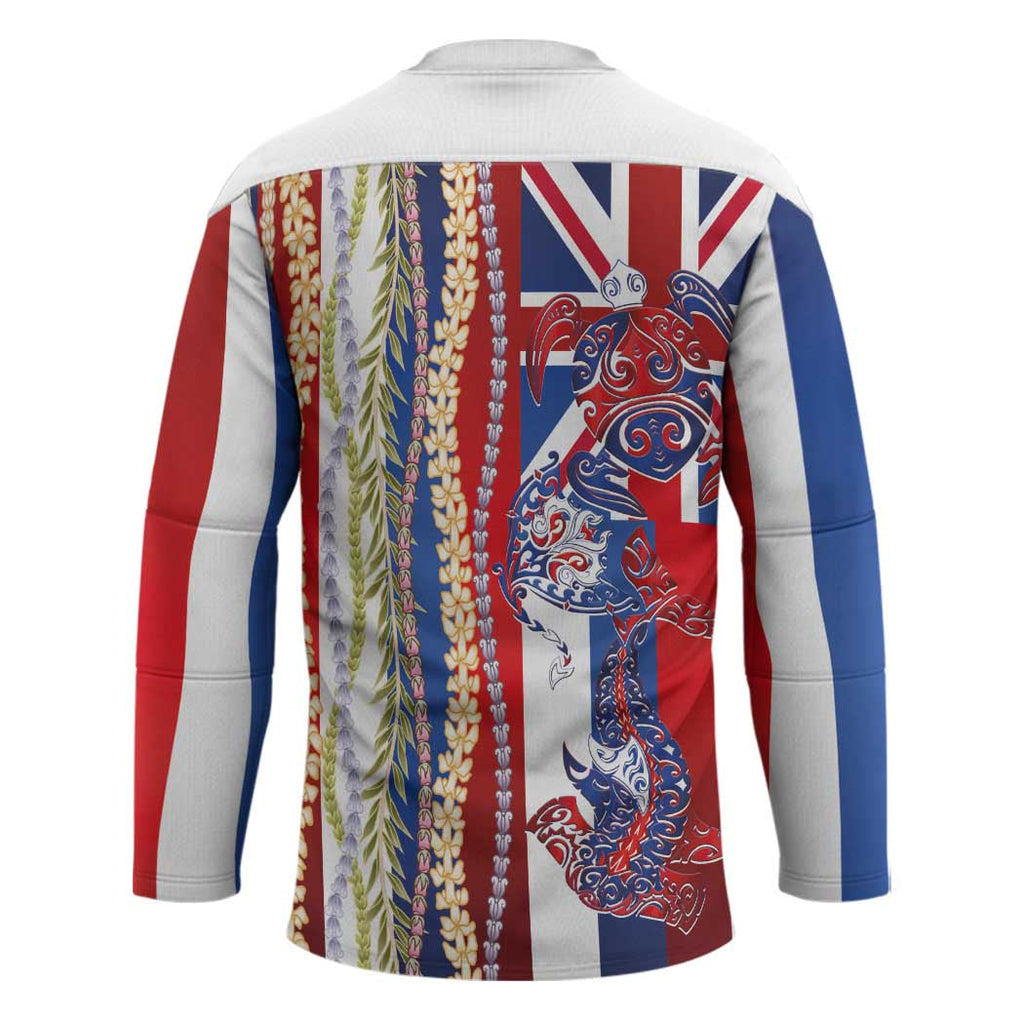 Hawaiian Sea Animals Hockey Jersey with Lei and Flag Style LT03