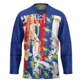 Hawaiian Sea Turtles and Plumeria Hockey Jersey with Lei and Flag Grunge Style LT03