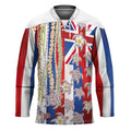 Hawaiian Polynesian Tribal Turtles Hockey Jersey with Lei and Flag Style LT03