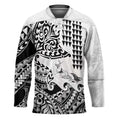 Hawaiian Tribal Manta Ray Hockey Jersey Kakau Tattoo and Polynesian Art Motif Pattern LT03