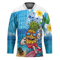 Hawaiian Funny Pineapple Surfing Hockey Jersey Beach with Tribal Kakau and Plumeria LT03