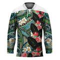 Hawaiian Taro Leaves and Ohia Lehua Hockey Jersey Polynesian Tribal Art Tropical Plants Motifs Colorful LT03