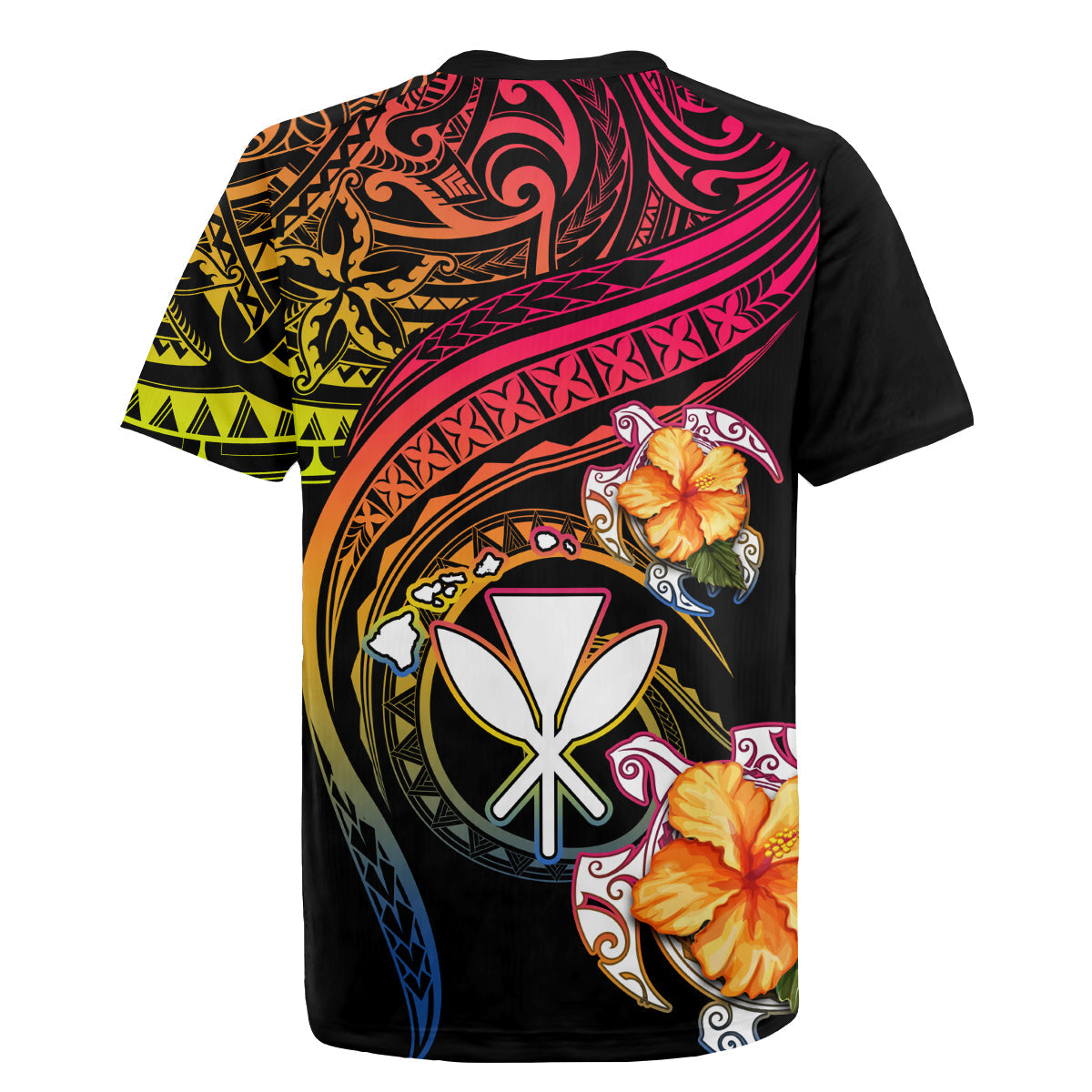 Polynesia Hawaii Turtle Day Rugby Jersey Hibiscus and Kanaka Maoli LT03