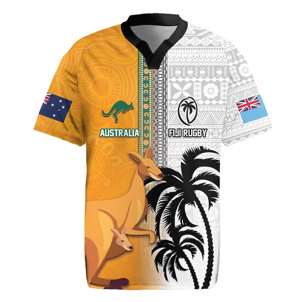 Custom Fiji and Australia Rugby Rugby Jersey Aboriginal and Fijian Masi Pattern LT03