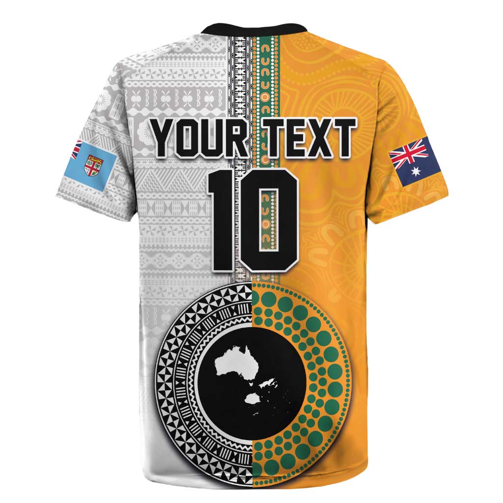 Custom Fiji and Australia Rugby Rugby Jersey Aboriginal and Fijian Masi Pattern LT03