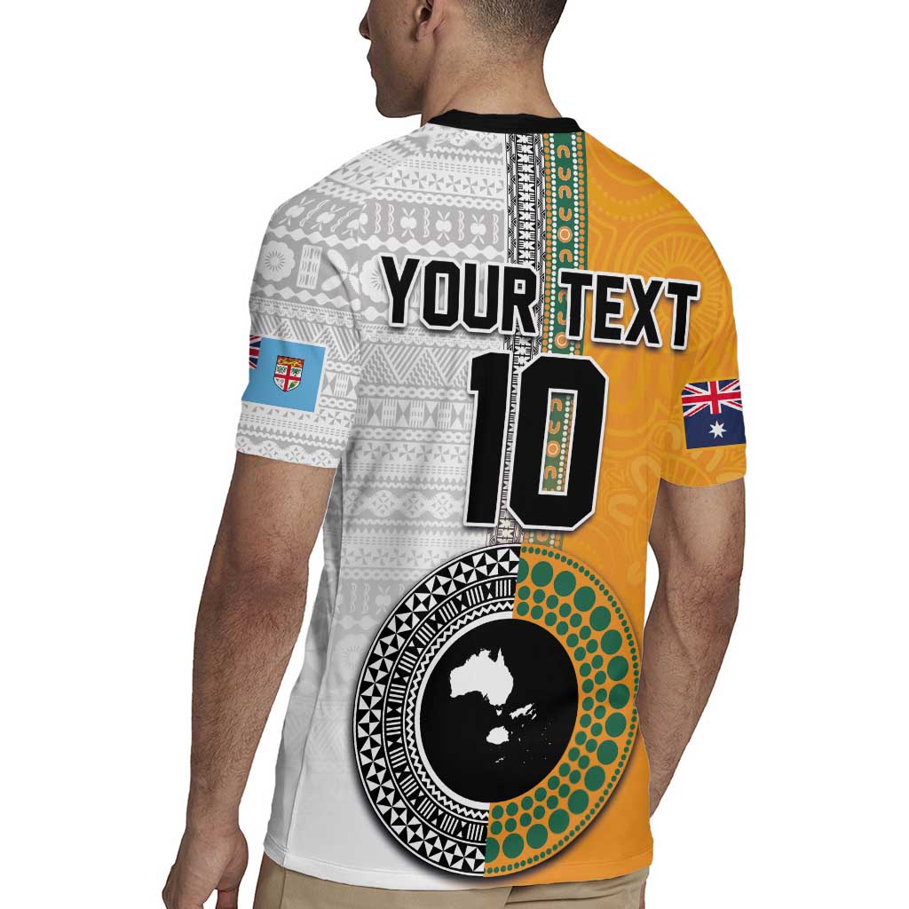 Custom Fiji and Australia Rugby Rugby Jersey Aboriginal and Fijian Masi Pattern LT03