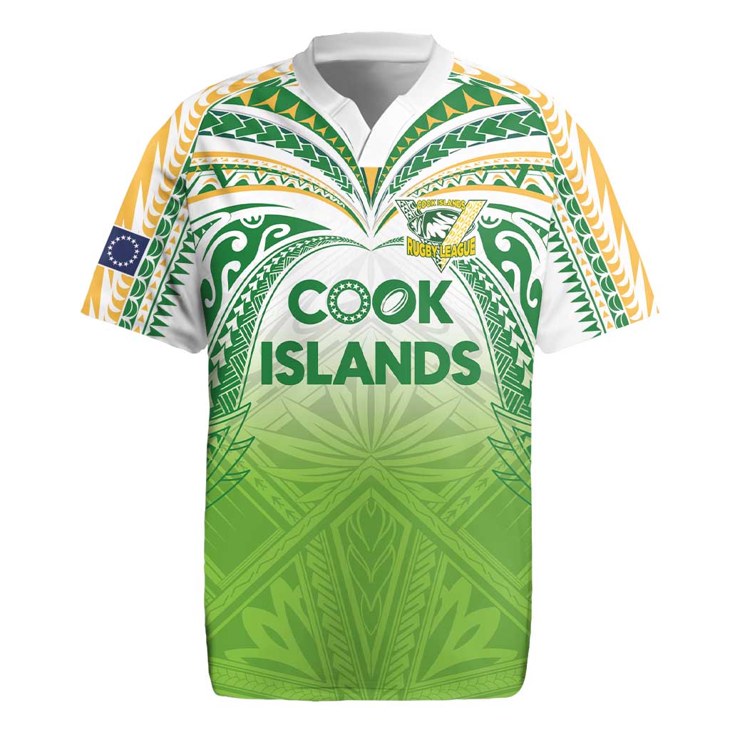 Custom Cook Islands Rugby League Rugby Jersey - Tatau Tribal Motifs Light Green LT03