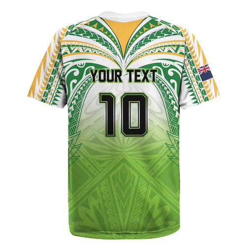 Custom Cook Islands Rugby League Rugby Jersey - Tatau Tribal Motifs Light Green LT03