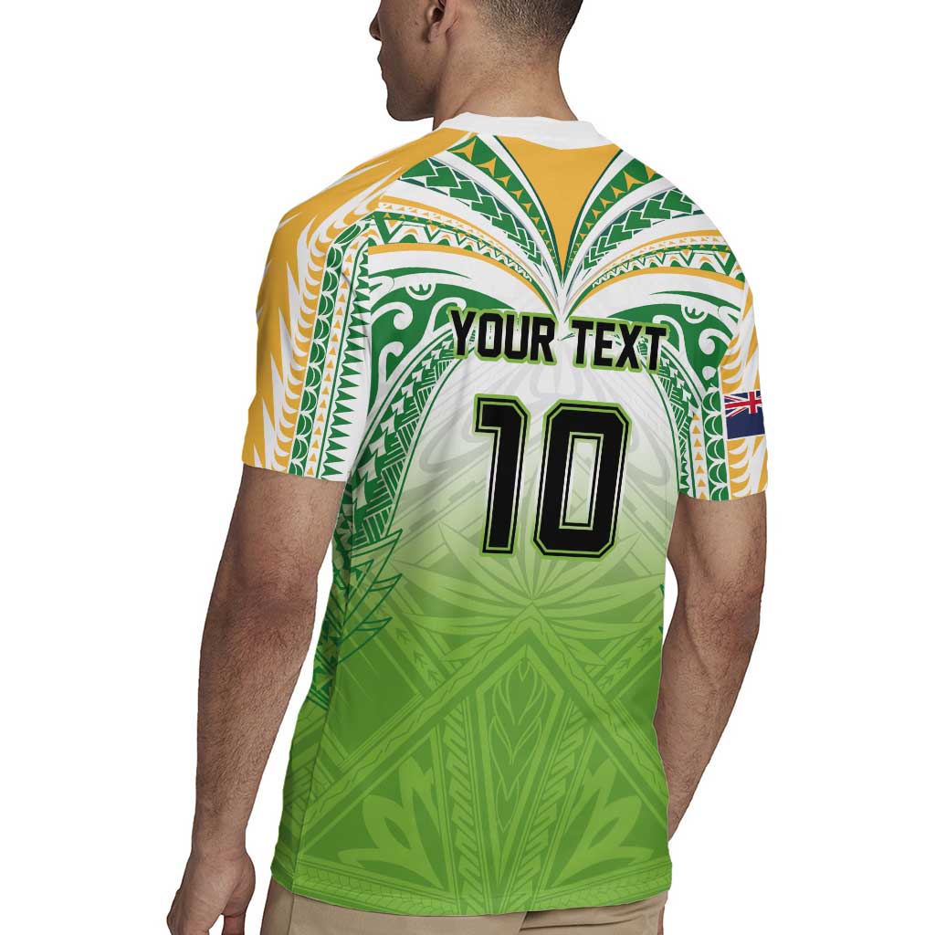 Custom Cook Islands Rugby League Rugby Jersey - Tatau Tribal Motifs Light Green LT03