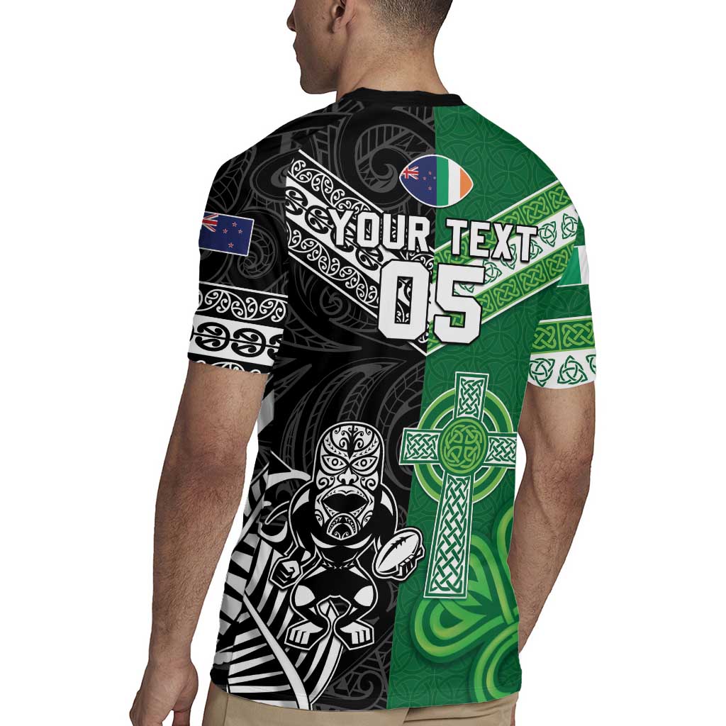 New Zealand And Ireland Rugby Custom Rugby Jersey Maori Tiki With Shamrock LT05