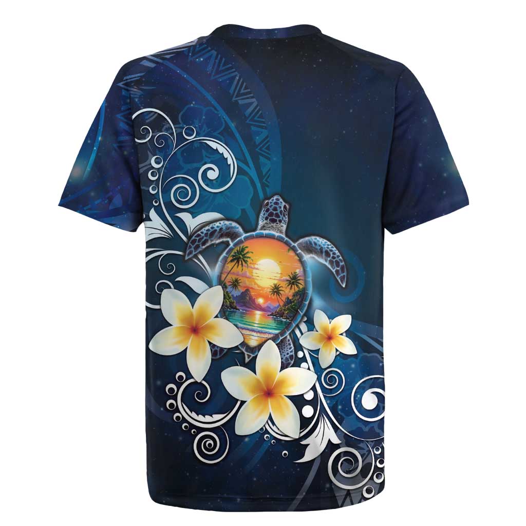 Hawaii Honu Rugby Jersey Polynesian Curves Plumeria LT05