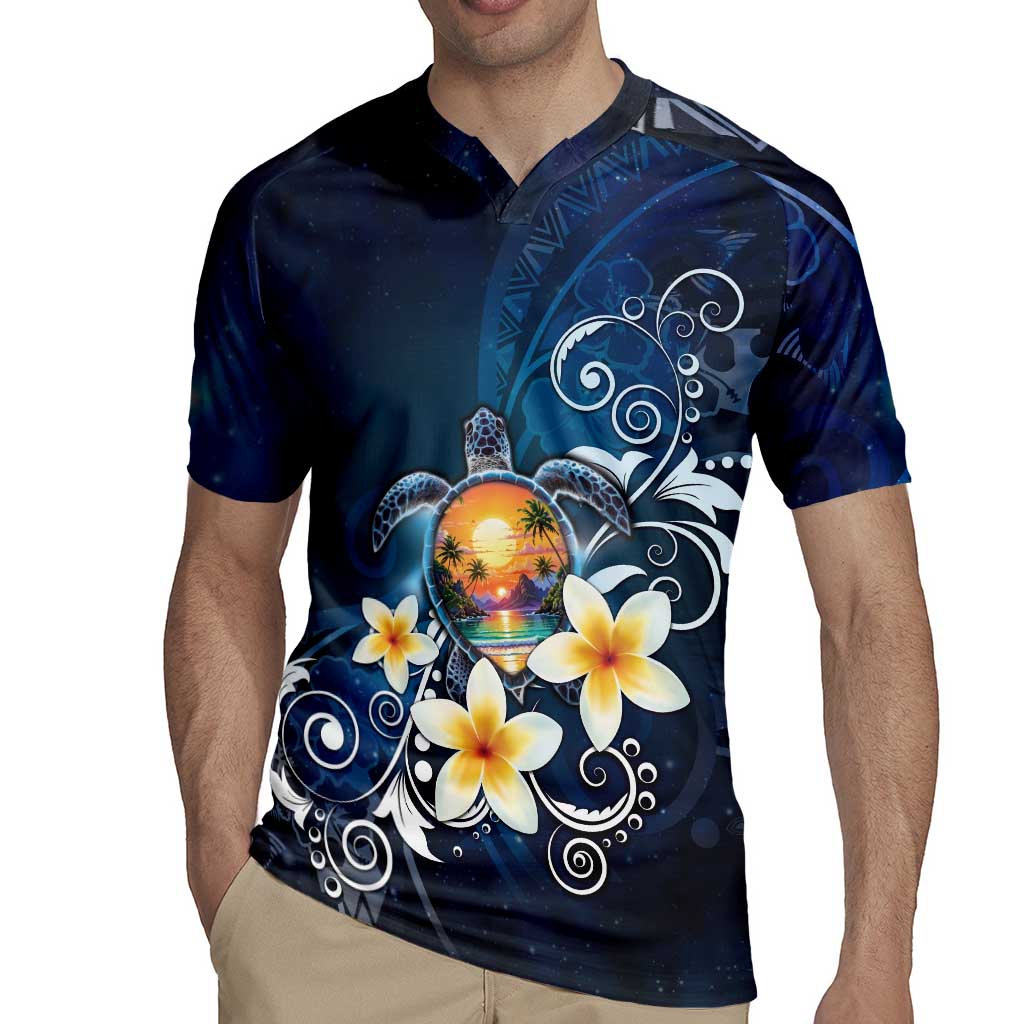 Hawaii Honu Rugby Jersey Polynesian Curves Plumeria LT05