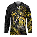 Filipinos Lapu Lapu Hero Hockey Jersey Gold Polynesian Tribal Tattoo LT05