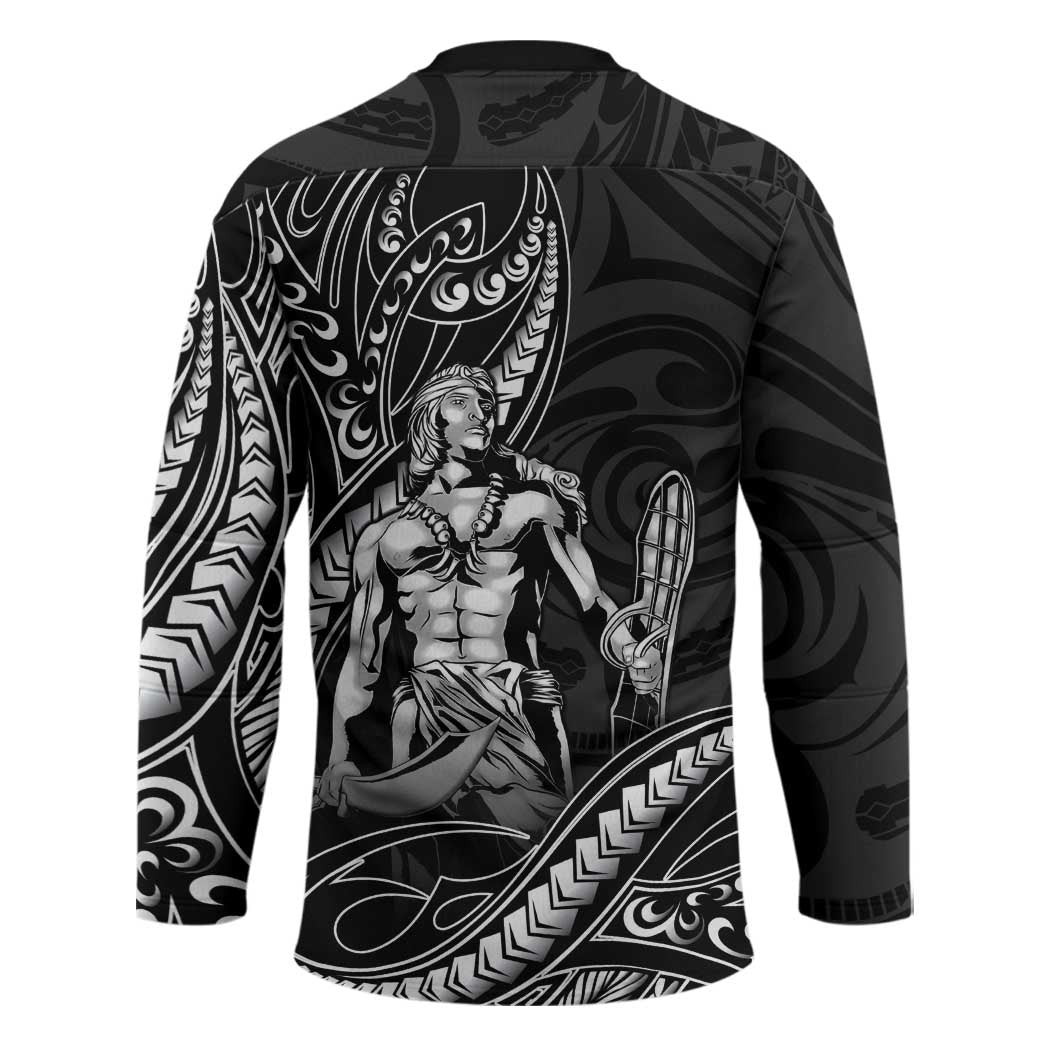 Filipinos Lapu Lapu Hero Hockey Jersey Black Polynesian Tribal Tattoo LT05