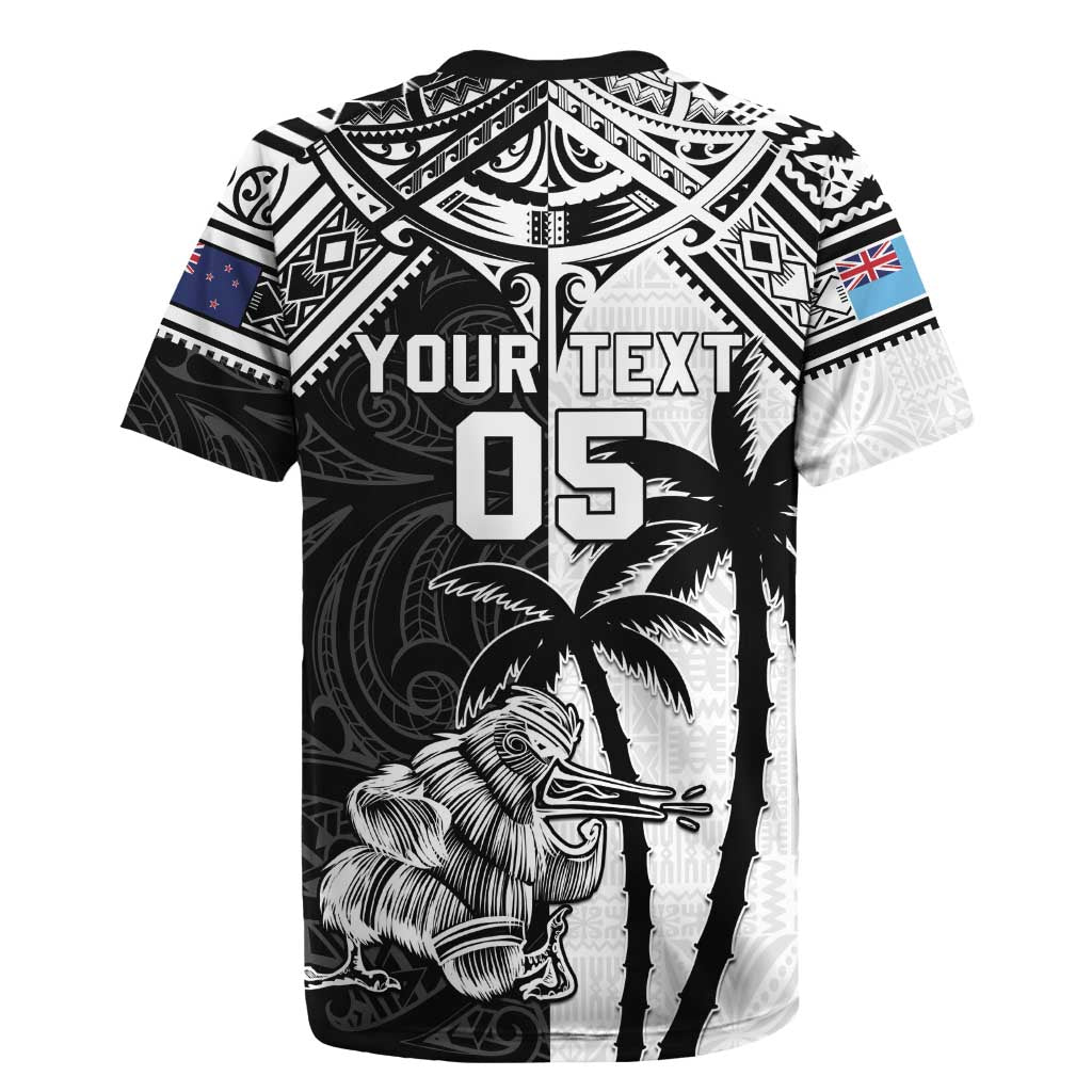 Custom New Zealand And Fiji Rugby 2024 Rugby Jersey Maori Kiwi With Fijian Palm Tree LT05