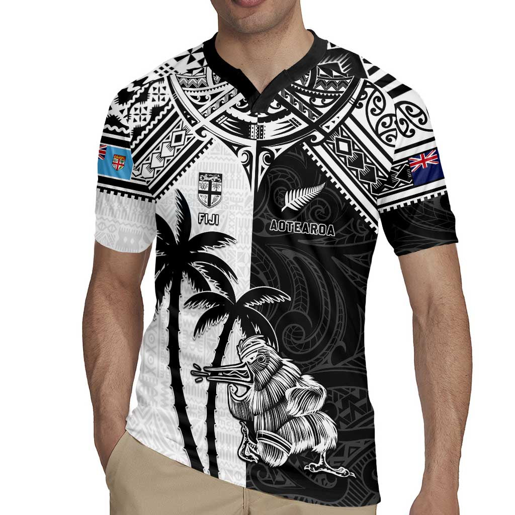 Custom New Zealand And Fiji Rugby 2024 Rugby Jersey Maori Kiwi With Fijian Palm Tree LT05