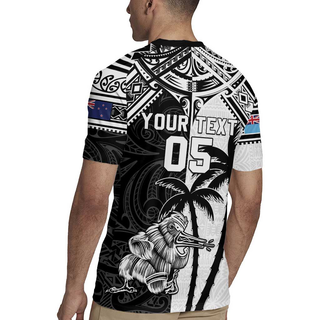 Custom New Zealand And Fiji Rugby 2024 Rugby Jersey Maori Kiwi With Fijian Palm Tree LT05