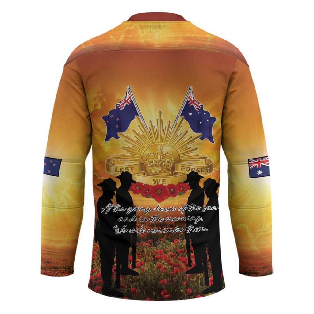 ANZAC Day Hockey Jersey Remembrance Tribute Soldiers And Poppy Field LT05