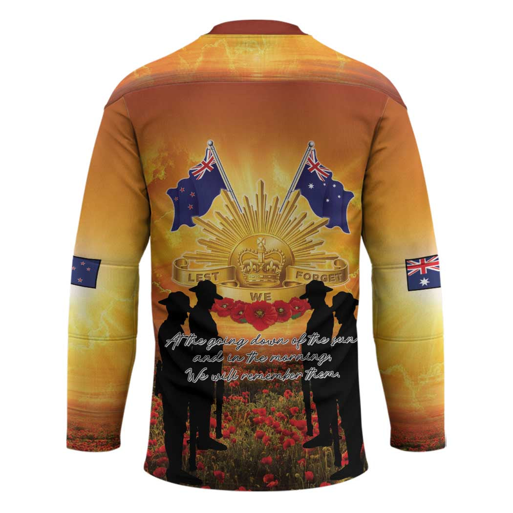 ANZAC Day Hockey Jersey Remembrance Tribute Soldiers And Poppy Field LT05