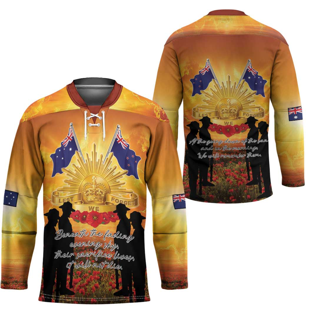 ANZAC Day Hockey Jersey Remembrance Tribute Soldiers And Poppy Field LT05