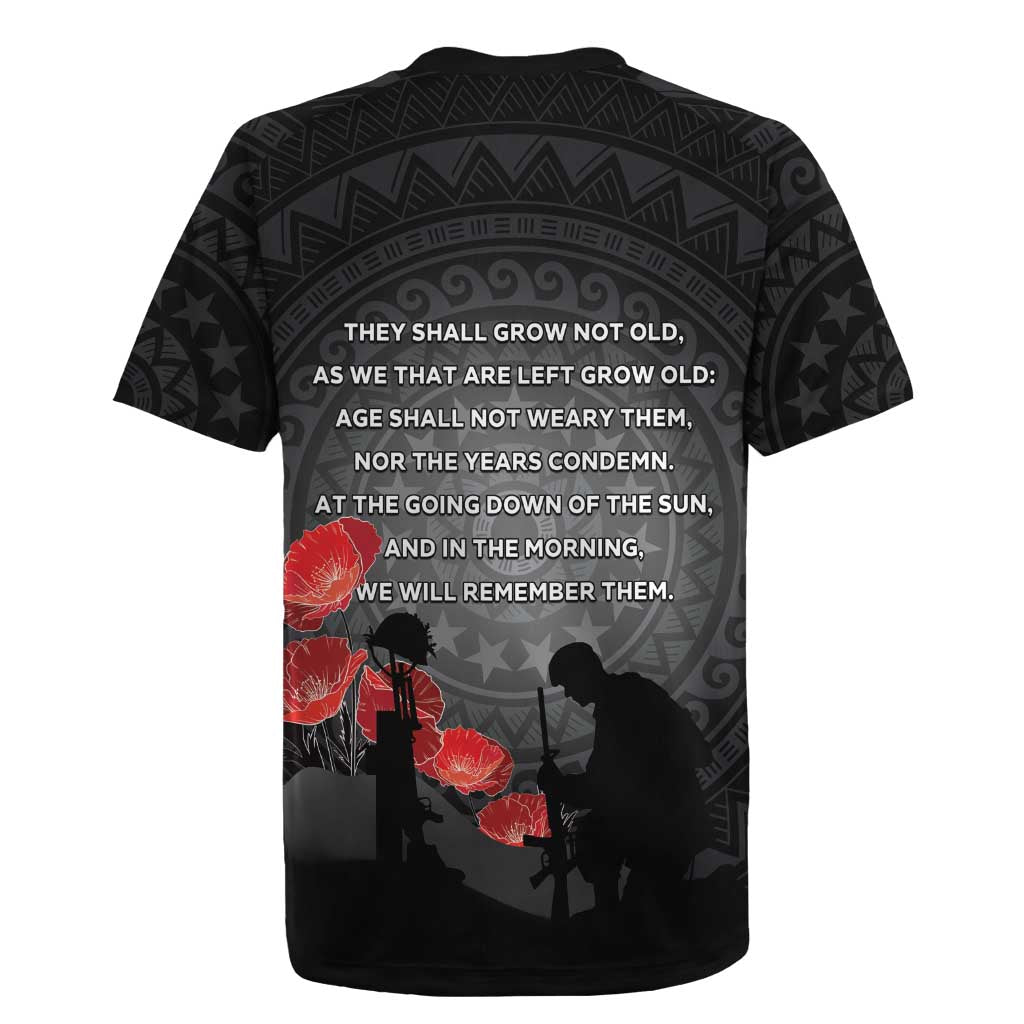 Cook Islands ANZAC Day Rugby Jersey Soldier Silhouette Remembrance LT05
