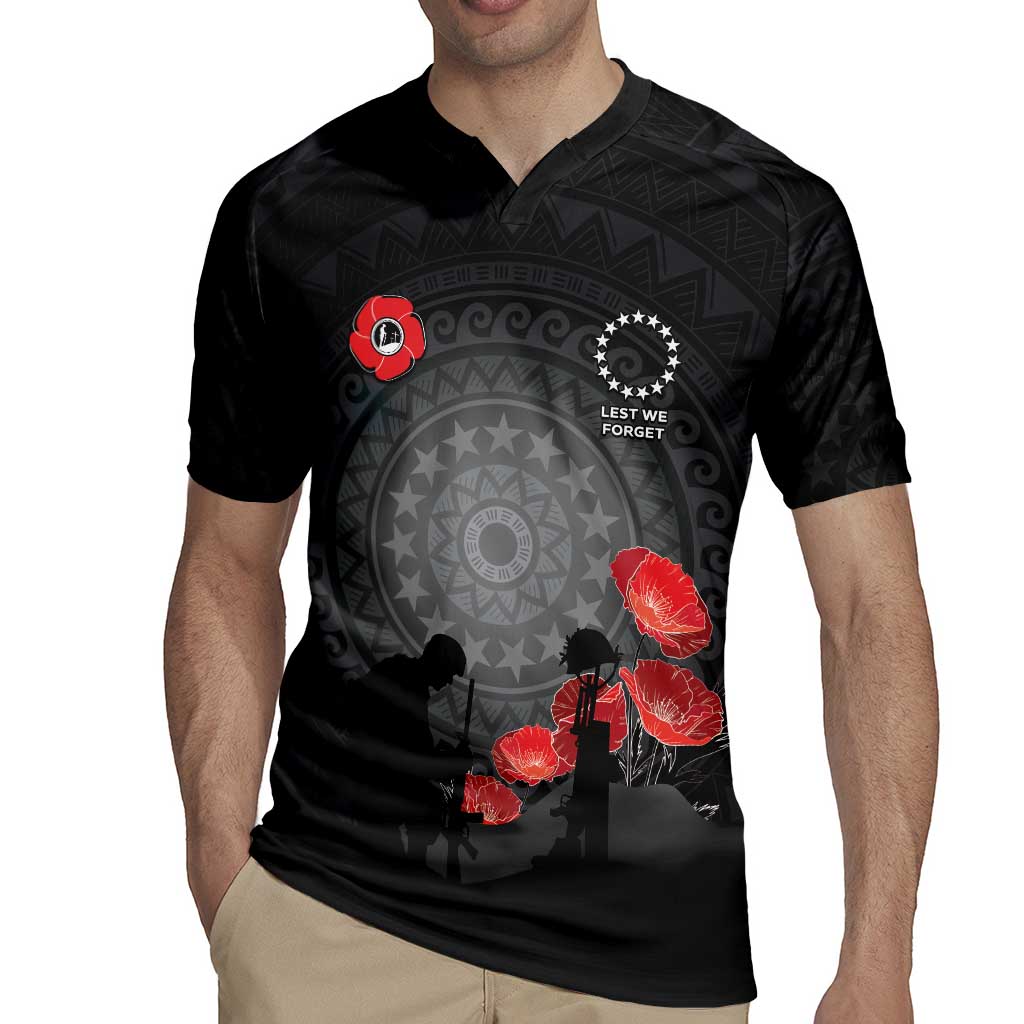 Cook Islands ANZAC Day Rugby Jersey Soldier Silhouette Remembrance LT05