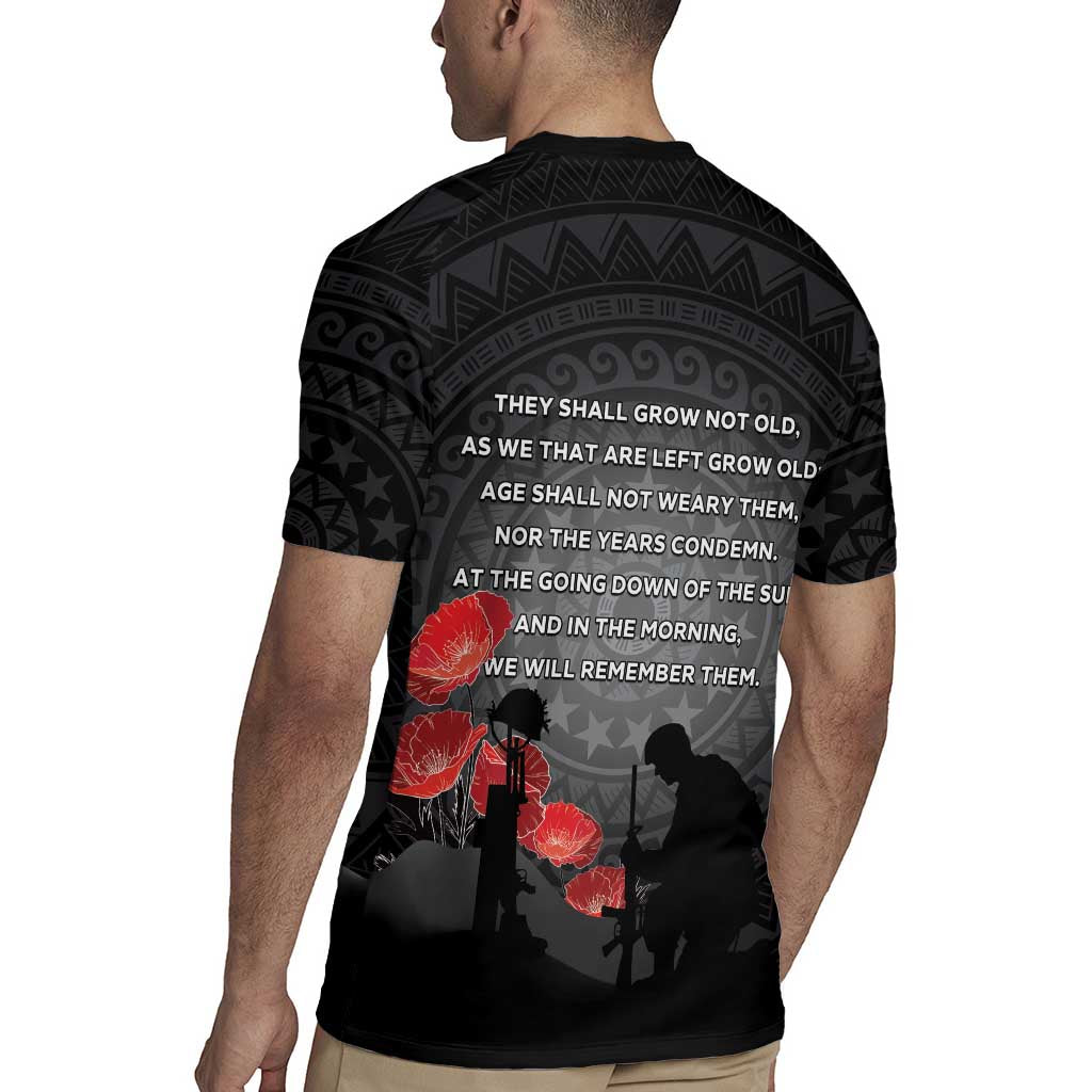 Cook Islands ANZAC Day Rugby Jersey Soldier Silhouette Remembrance LT05