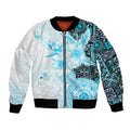 Fiji Bomber Jacket Masi Tapa Pattern Blue LT05