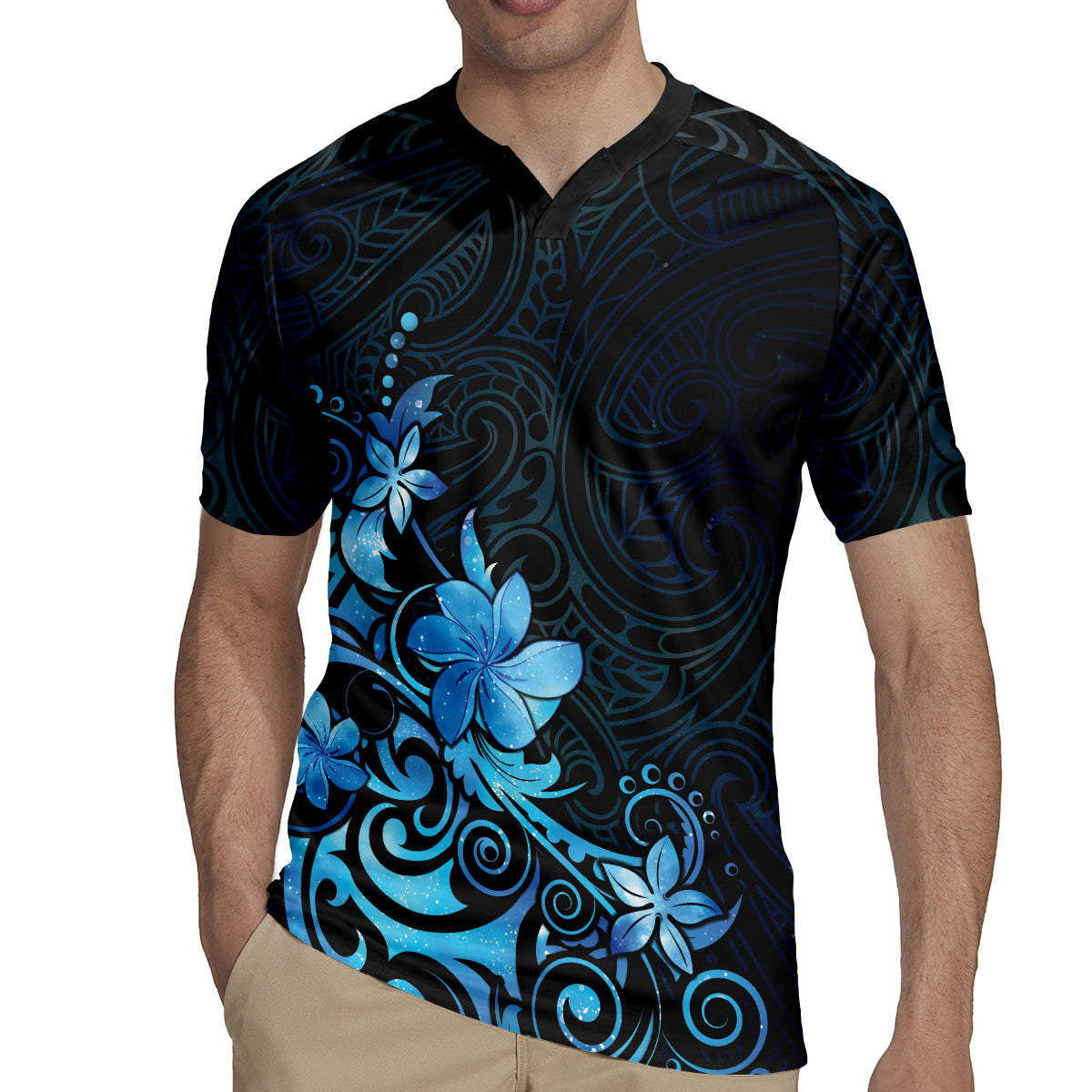 Matariki New Zealand Rugby Jersey Maori Pattern Blue Galaxy LT05
