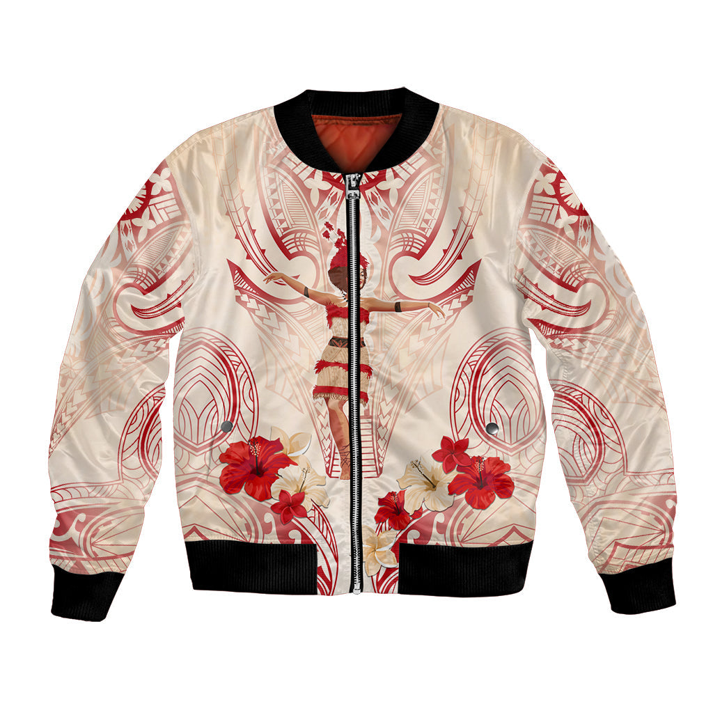 Siva Samoa Bomber Jacket Samoan Taupou With Polynesian Pattern LT05