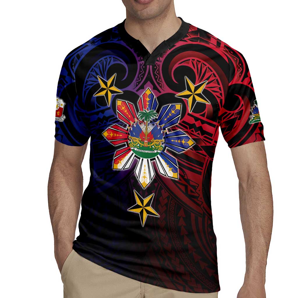 Haiti Philippines Rugby Jersey Haitian Coat Of Arms With Filipino Sun LT05