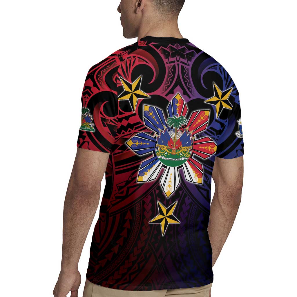 Haiti Philippines Rugby Jersey Haitian Coat Of Arms With Filipino Sun LT05