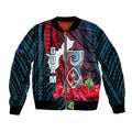 Guam Bomber Jacket Latte Stone Mix Bougainvillea Polynesian Pattern LT05